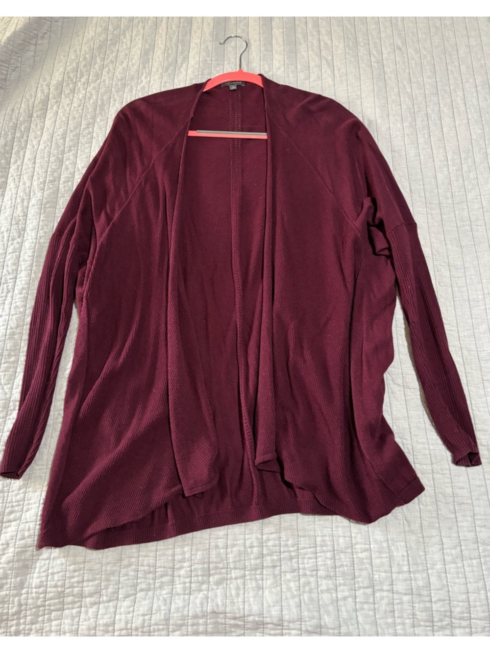 The Limited Open-Front Burgundy Cardigan Sweater